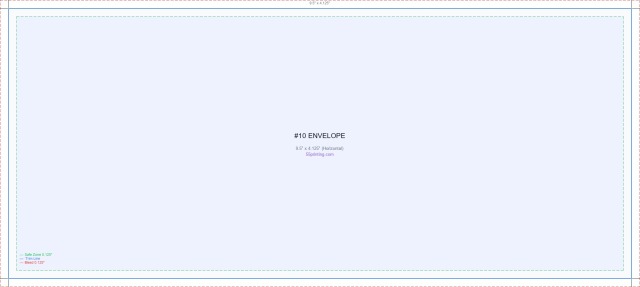 Envelope 9.5inx4.125in H guideline preview