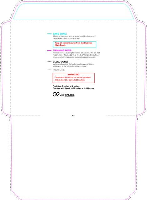 Envelope 9inx12in Booklet Front guideline preview