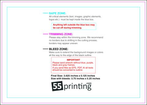 Envelope 3.625x5.125 Front Invitation guideline preview