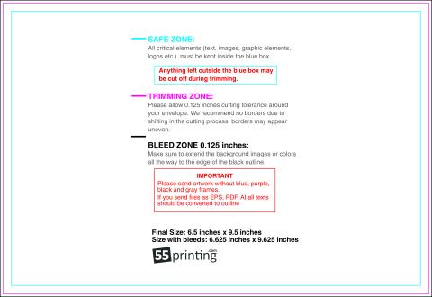 Envelope 6.5inx9.5in Booklet guideline preview