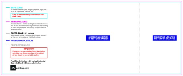 Eventtickets 3.5inx8.5in H C Perforated Front guideline preview