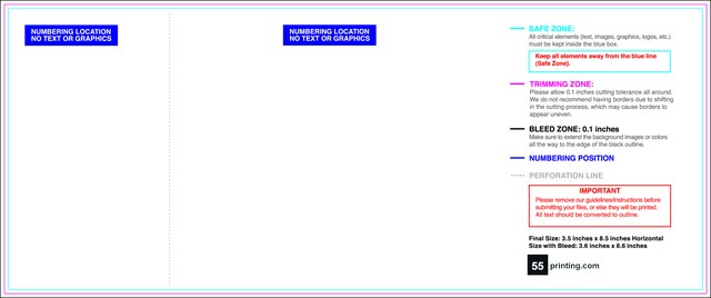 Eventtickets 3.5inx8.5in H T Perforated Back guideline preview