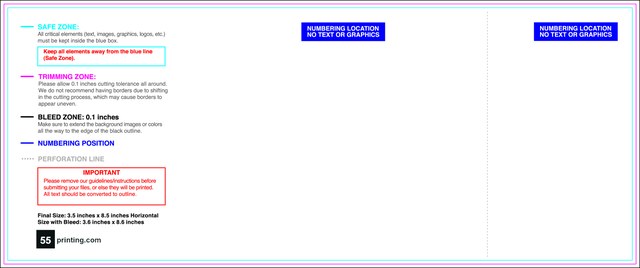 Eventtickets 3.5inx8.5in H T Perforated Front guideline preview