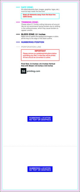 Eventtickets 3.5inx8.5in V T Perforated Front guideline preview