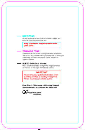 55printing Clubflyer 2.75inx4.25in V Round Download Template Guideline - Flyers