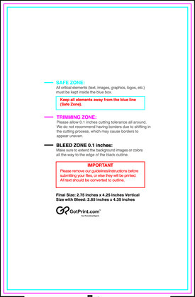 55printing Clubflyer 2.75inx4.25in V Download Template Guideline - Flyers