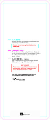 55printing Clubflyer 3.5inx8.5in V Round Download Template Guideline - Flyers