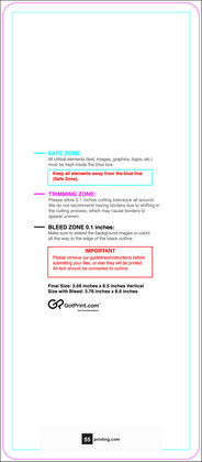 55printing Clubflyer 3.66inx8.5in V Round Download Template Guideline - Flyers