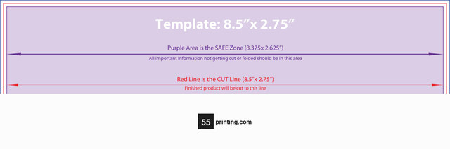 55printing Clubflyers 8.5inx2.75in H Download Template Guideline - Flyers