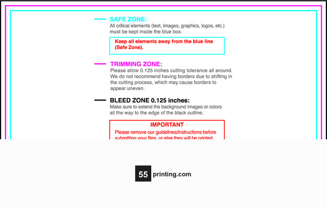 55printing Flyer 2.5inx4in H Download Template Guideline - Flyers