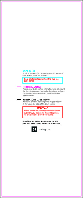 Flyer 3.5inx8.5in V Front guideline template 3.5" × 8.5" JPG