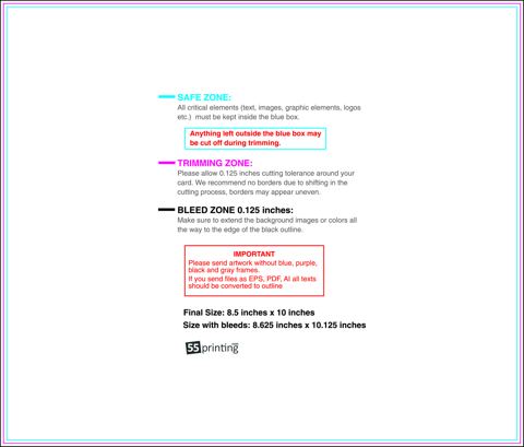 Staggeredcutflyer 8.5inx10in H 8 .50inch Front guideline preview