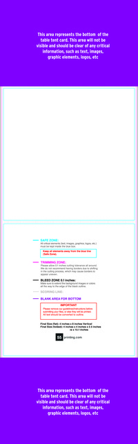 Tabletent 4inx8in V Front guideline preview