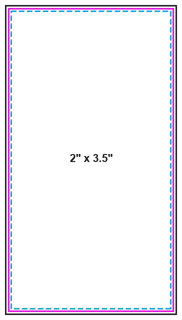 Folded Card 2inx3.5in V guideline preview
