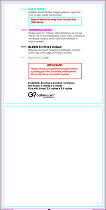 55printing Greetingcard 3inx6in H Download Template Guideline - Greeting Cards