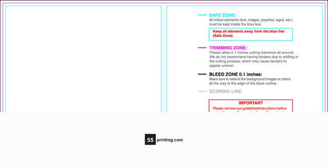 55printing Greetingcard 3inx6in V Download Template Guideline - Greeting Cards