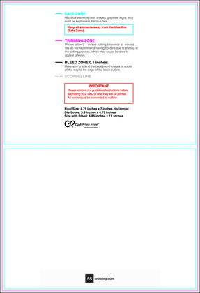 55printing Greetingcard 4.75inx7in H Download Template Guideline - Greeting Cards