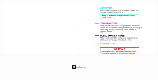 55printing Greetingcard 4inx8in V Download Template Guideline - Greeting Cards
