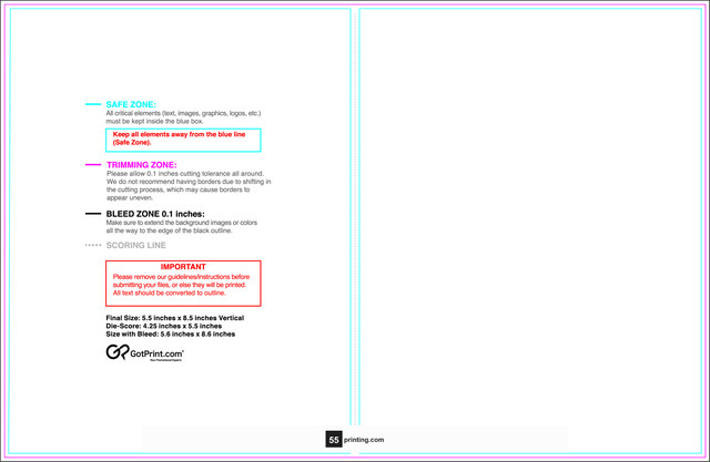 55printing Greetingcard 5.5inx8.5in V Download Template Guideline - Greeting Cards