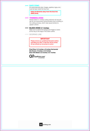 55printing Greetingcard 5.5inx8in H Download Template Guideline - Greeting Cards