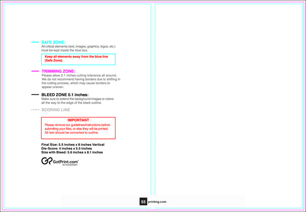 55printing Greetingcard 5.5inx8in V Download Template Guideline - Greeting Cards