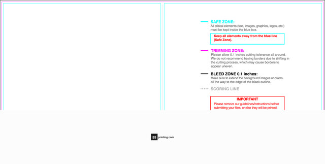 55printing Greetingcard 5inx10in V Download Template Guideline - Greeting Cards