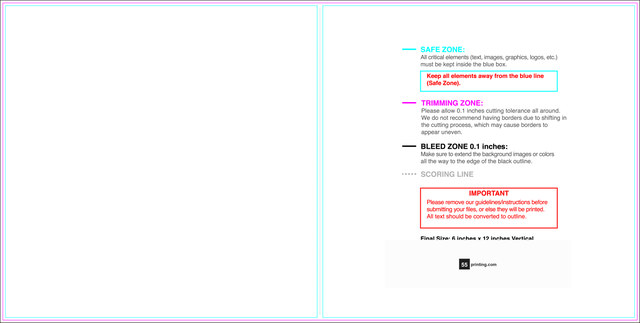 55printing Greetingcard 6inx12in V Download Template Guideline - Greeting Cards