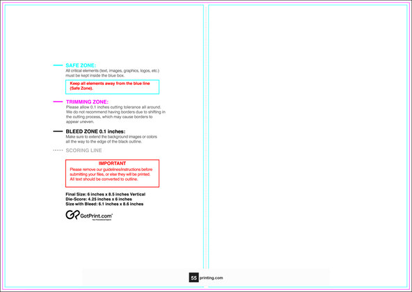 55printing Greetingcard 6inx8.5in V Download Template Guideline - Greeting Cards