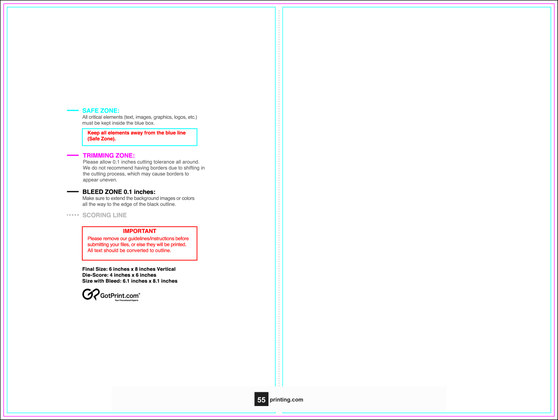 55printing Greetingcard 6inx8in V Download Template Guideline - Greeting Cards