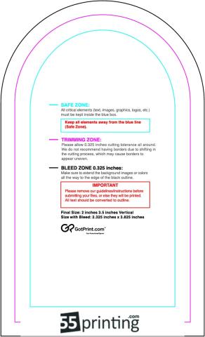 Magnet 2inx3.5in V Half Circle guideline preview