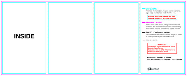 55printing Minimenu 4inx10in H Inside Download Template Guideline - Mini Menus