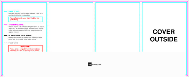 55printing Minimenu 4inx10in Download Template Guideline - Mini Menus
