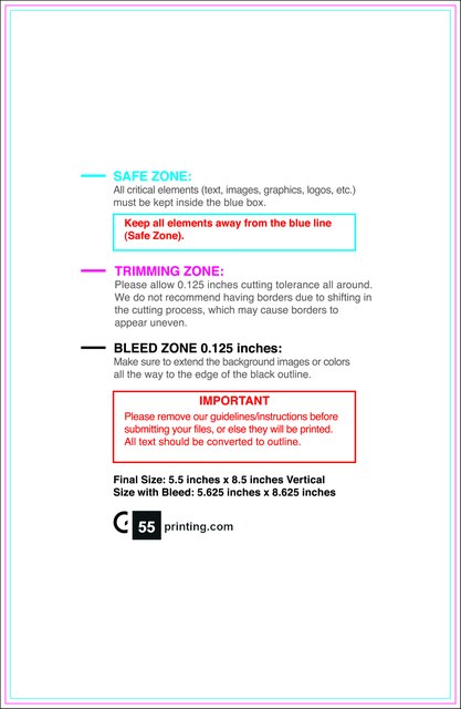 Notepad 5.5inx8.5in V Front guideline preview