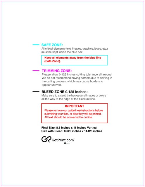 Notepad 8.5inx11in V Front guideline preview
