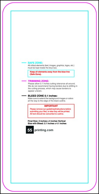 Postcard 2inx4in V Round Front guideline template 2" × 4" JPG