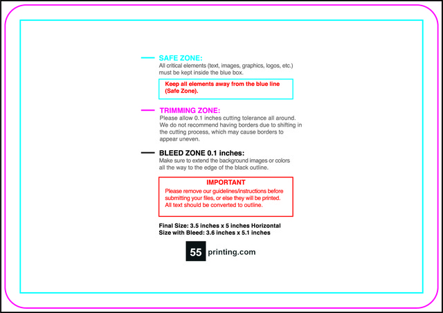 Postcard 3.5inx5in H Round Front guideline preview