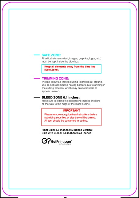 Postcard 3.5inx5in V Round guideline preview