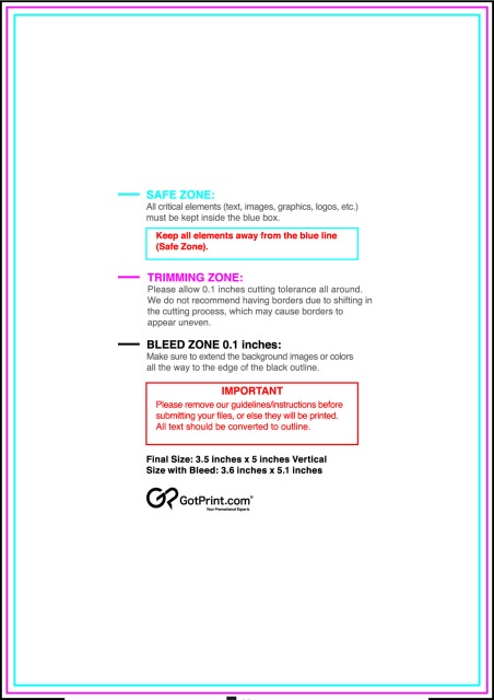 Postcard 3.5inx5in V guideline preview