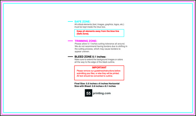 Postcard 3.5inx6in H Front guideline preview