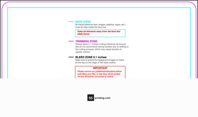 Postcard 3.5inx6in H Round guideline preview