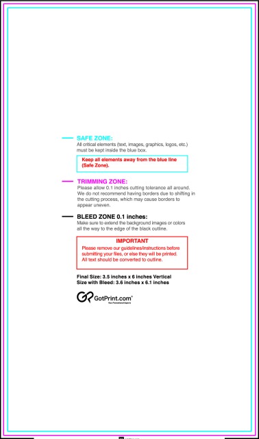 Postcard 3.5inx6in V guideline preview