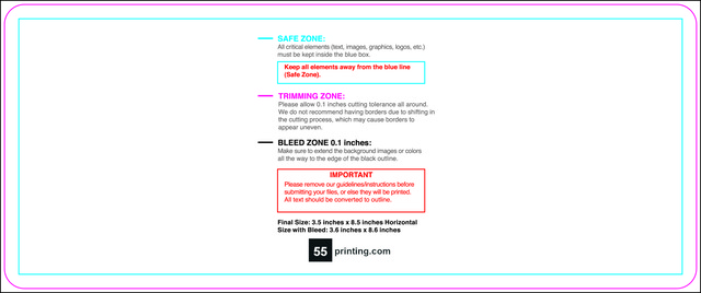 Postcard 3.5inx8.5in H Round Front guideline preview
