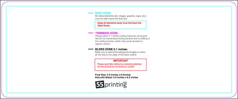 Postcard 3.5inx8.5in Round guideline preview
