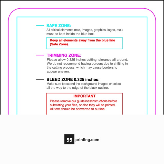 Postcard 3inx3in Round guideline preview