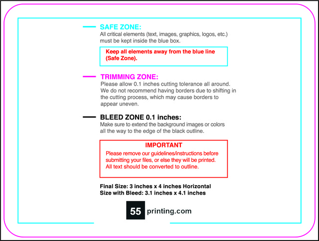 Postcard 3inx4in H Round Front guideline preview
