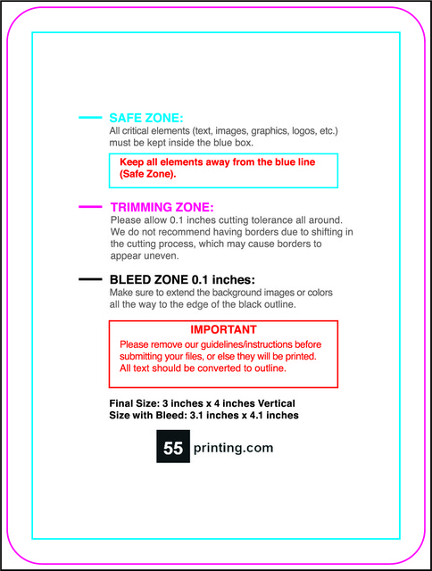 Postcard 3inx4in V Round Front guideline preview