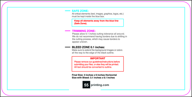 Postcard 3inx6in H Round Front guideline preview