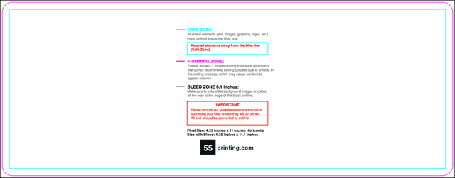 Postcard 4.25inx11in H Round Front guideline preview