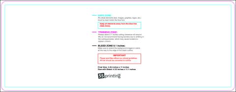 Postcard 4.25inx11in Round guideline preview