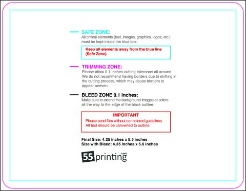 Postcard 4.25inx5.5in Round guideline preview